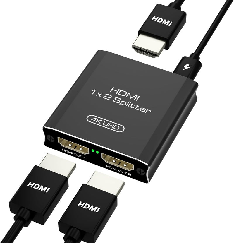 Closs HDMI Splitter 1 in 2 Out, 4K HDMI Splitter for Dual Monitors (Not for Extended Display, Mirror Only/Copy Mode), Sends Same Content to 2 Screens, Works with Laptop, TV, Monitor(HDMI Cable Not Included) - Image 1